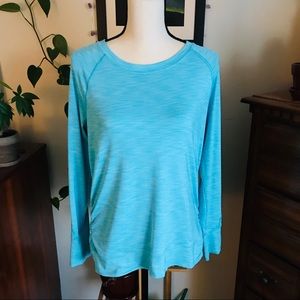 Calvin Klein Women's Long Sleeve Light Blue Workout Athletic Top M